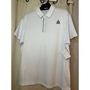 Reebok Mens Performance Polo Shirt Stark White 2XL Short Sleeve Golf‎ Athletic